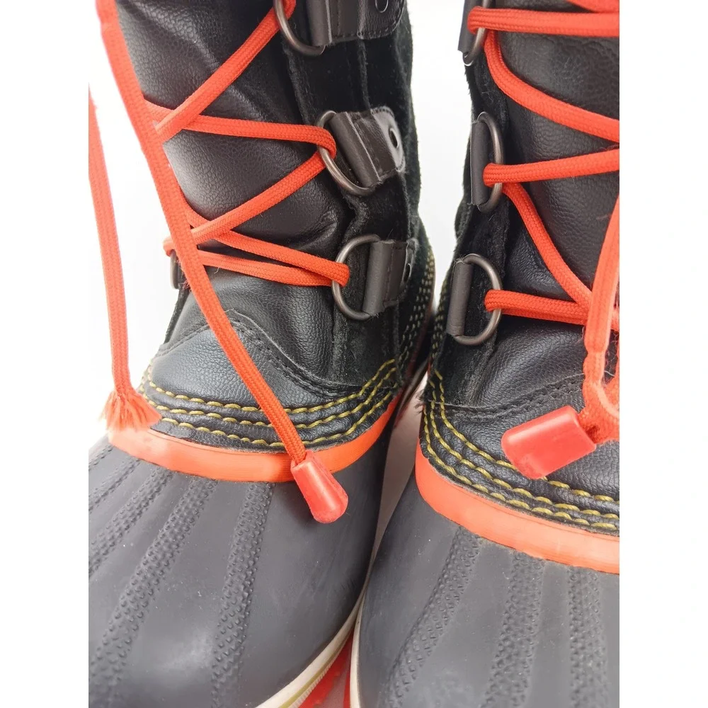 Sorel Winter Carnival Waterproof Snow Boots Women's Size 2 Youth Black Orange‎
